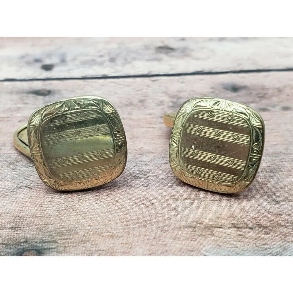 Lot of 3 Pair Gold Tone Cufflinks Oval Textured Rectangle Faux Pearl